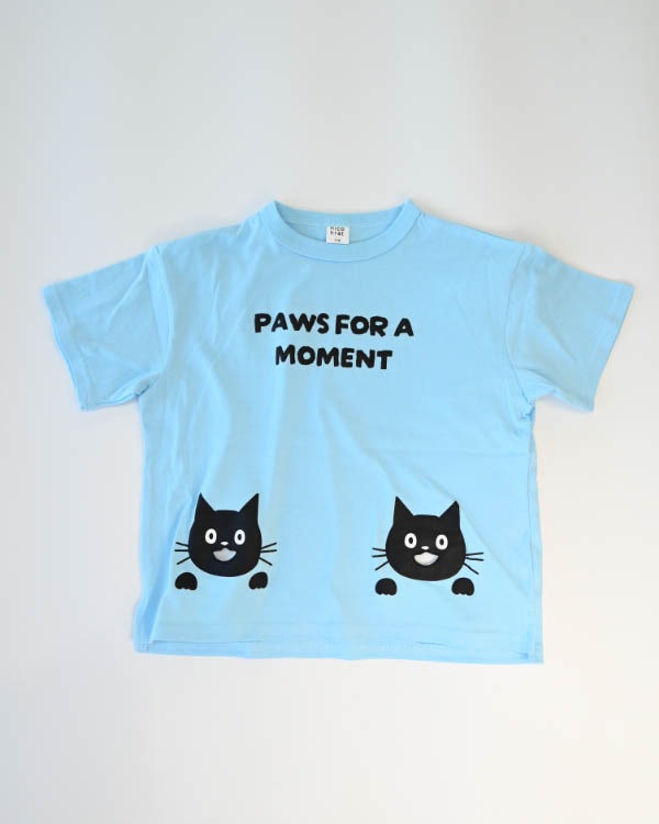 【ニコフラート】ねこポケット Tシャツ / サックス