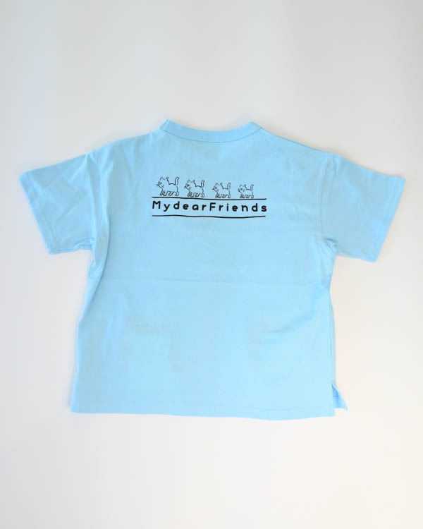 【ニコフラート】ねこポケット Tシャツ / サックス