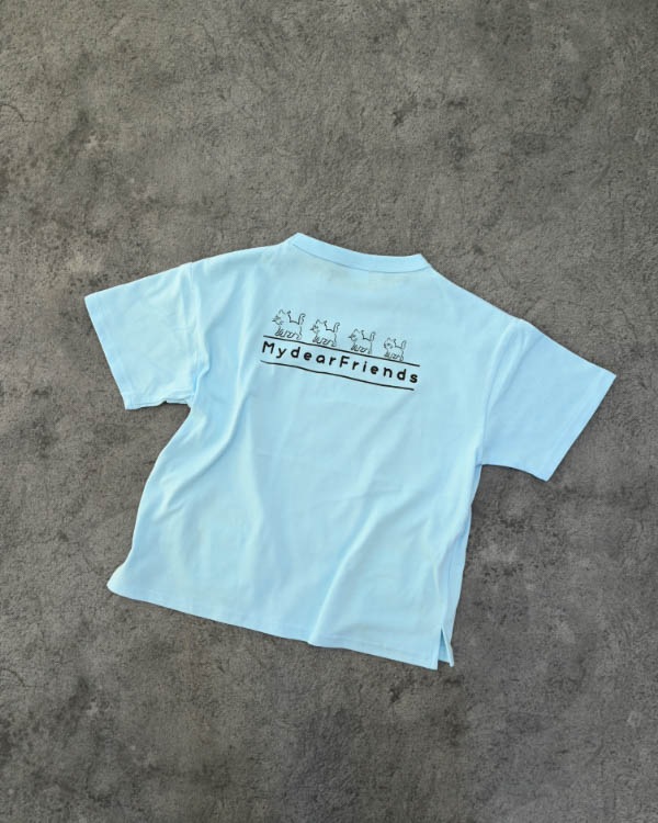 【ニコフラート】ねこポケット Tシャツ / サックス