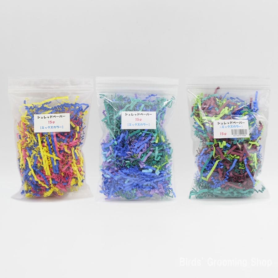 シュレッドペーパー ミックスカラー[15g]｜Bird's Grooming Shop