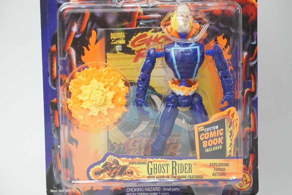 ��� TOY BIZ �ޡ��٥� ���ߥå� INCLUDES FLAM GLOW DETAILS �������ȥ饤���� EXPLODING GHOST RIDER