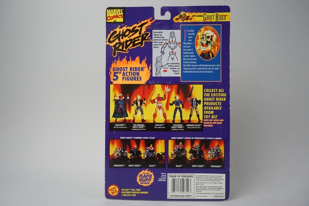 ��� TOY BIZ �ޡ��٥� ���ߥå� INCLUDES FLAM GLOW DETAILS �������ȥ饤���� EXPLODING GHOST RIDER
