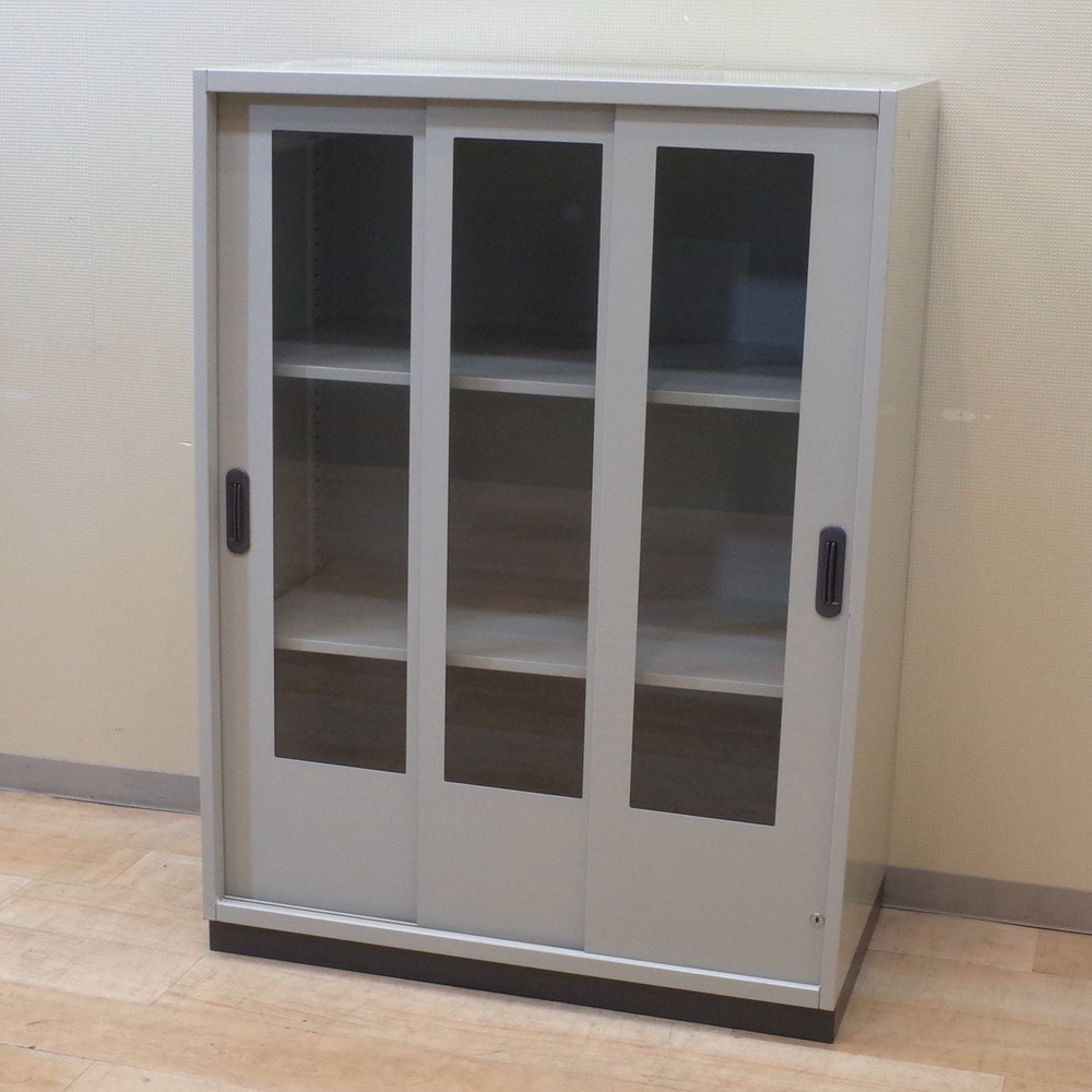 PLUS プラス書庫本棚キャビネット引き違いガラス戸 オフィス家具