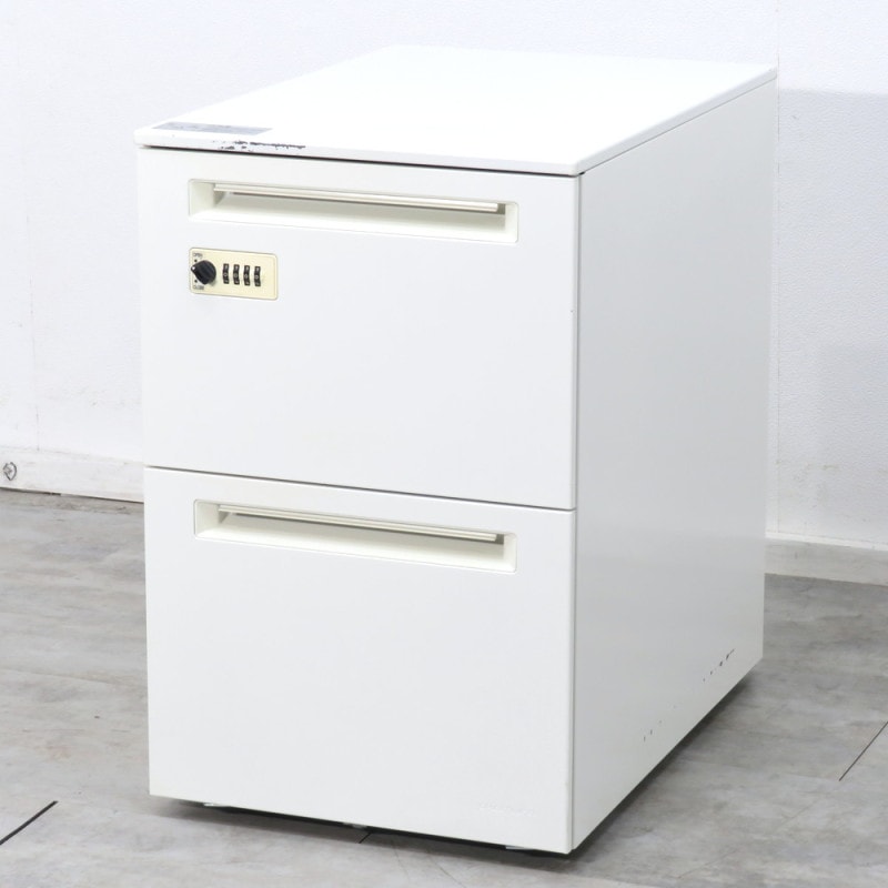 訳有特価 ダイヤル錠 okamura オカムラ 2段ワゴン デスクインワゴン 袖机 引き出し サイドキャビネット ワゴン YH7888-2 中古オフィス家具 配送サイズ170