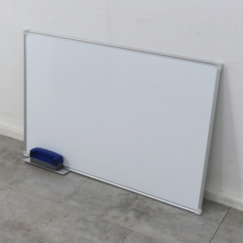 PLUS プラス PWK-0906SS W900 H600 壁掛けホワイトボード 掛けボード 片面 縦横使用可 ペントレー 黒板消し付 YH10232 中古オフィス家具 配送サイズ170