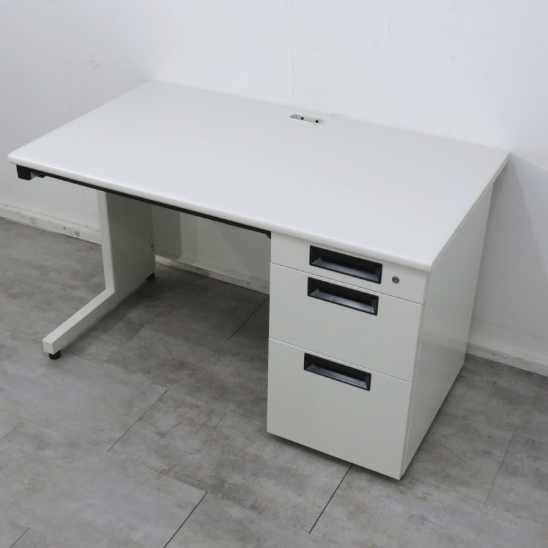 プラス フラットライン 幅1200 鍵付 片袖デスク SP-T127WH 事務机  YH10278 中古 配送サイズ300