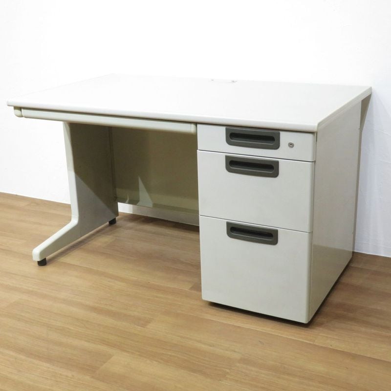 プラス RY-T127 片袖デスク ニューグレー 引き出し 事務机 L字脚 AG19037 中古 配送サイズ300