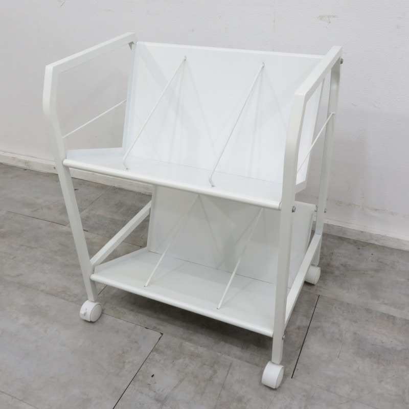 不二貿易 TG-2 ファイルワゴン ホワイト ２段 A4ファイル対応 マガジンラック キャビネット キャスター 幅550 YH10975 中古オフィス家具 配送サイズ180