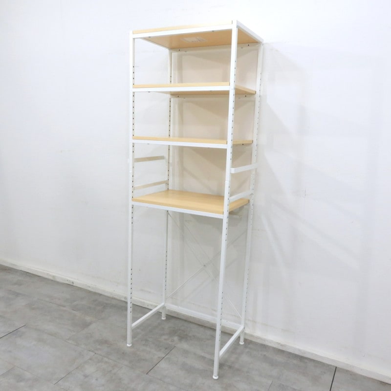 エセス キッチンラック ホワイト キッチンキャビネット ごみ箱上ラック 高さ調節 タオルハンガー レンジ台 YH10908 中古オフィス家具 配送サイズ300