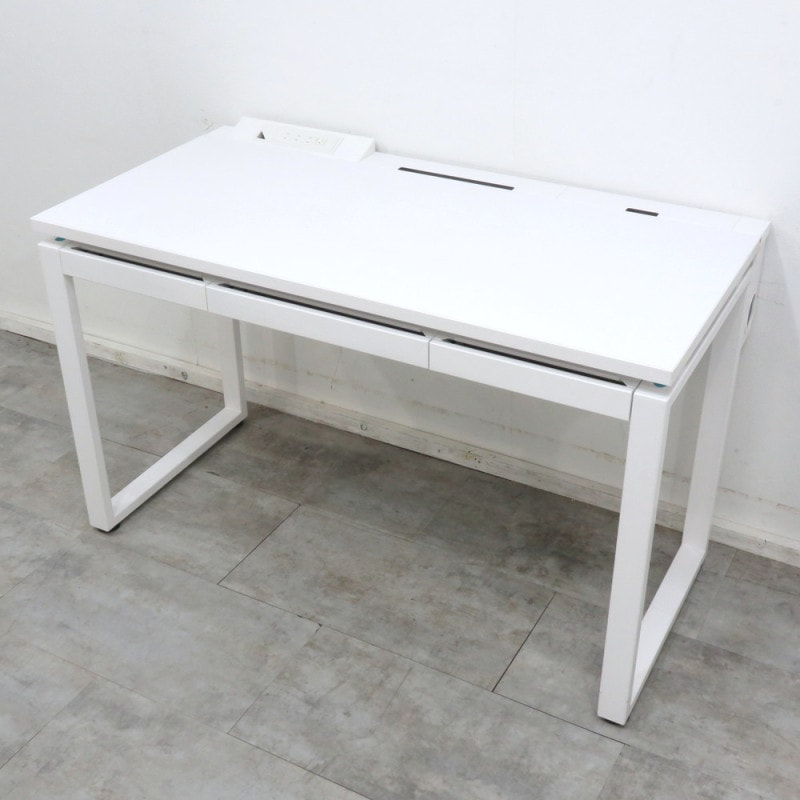 Ceha チェハ プレノデスクシステム 平デスク ホワイト 内田洋行 コンセントタップ 3口 オフィスデスク 配線口  YH11035 中古オフィス家具 配送サイズ240