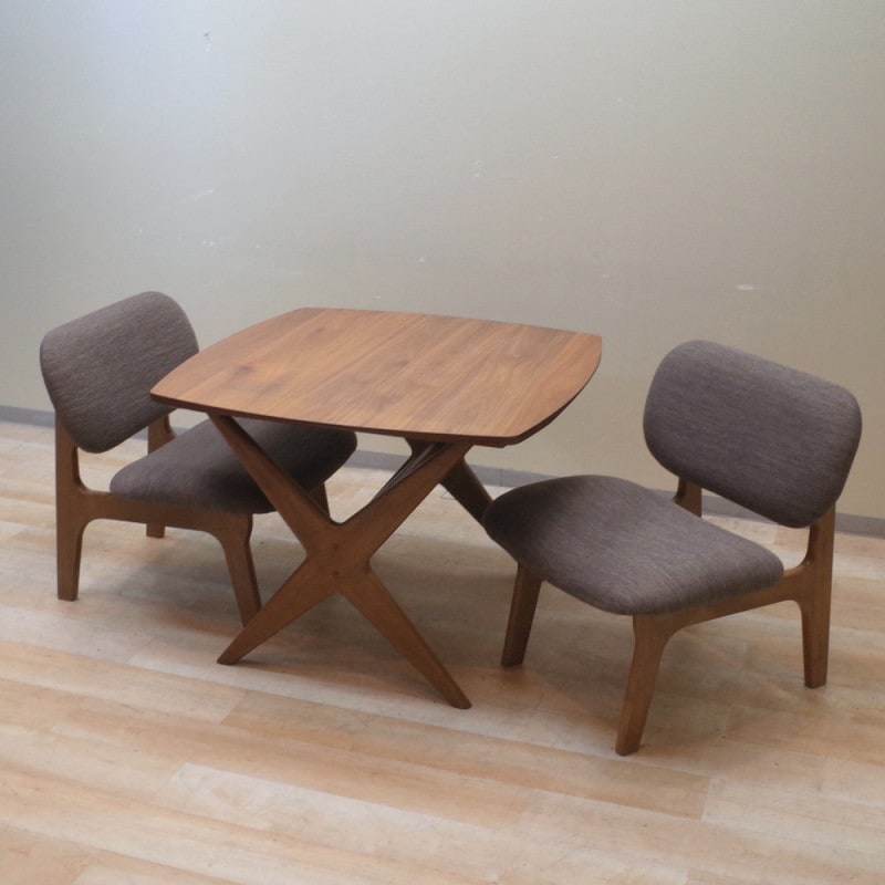 ニトリ ダイニングテーブルセット 3点セット ブラウン 肘無しチェア リビング ダイニング ウォールナット 木製 KK11166 中古オフィス家具 セット販売