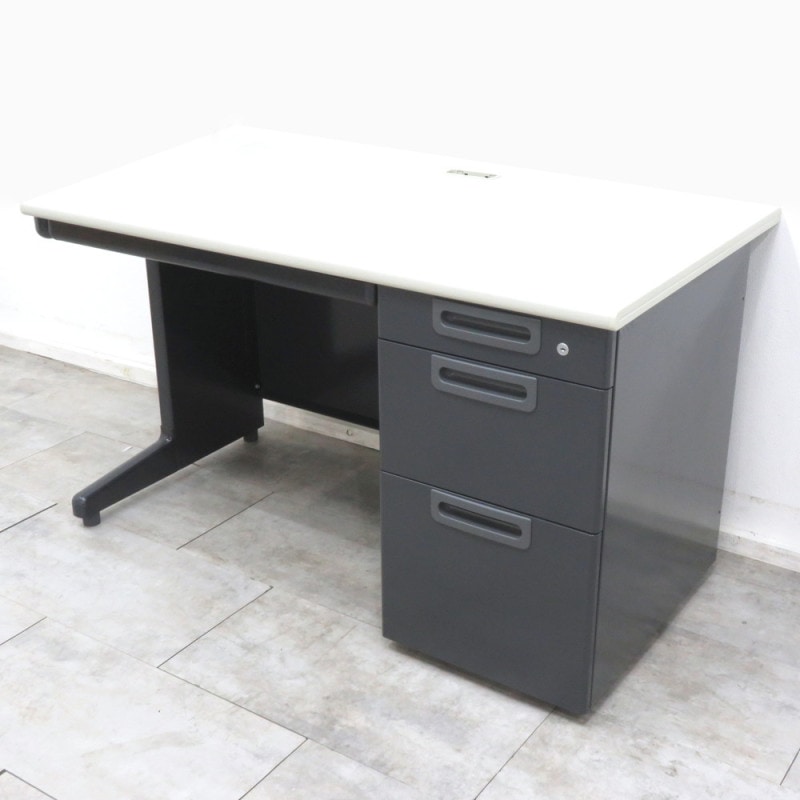 訳有 プラス RY-127HN LGY 片袖デスク ホワイト/ブラック 事務机 オフィスデスク YH11159 中古 配送サイズ300