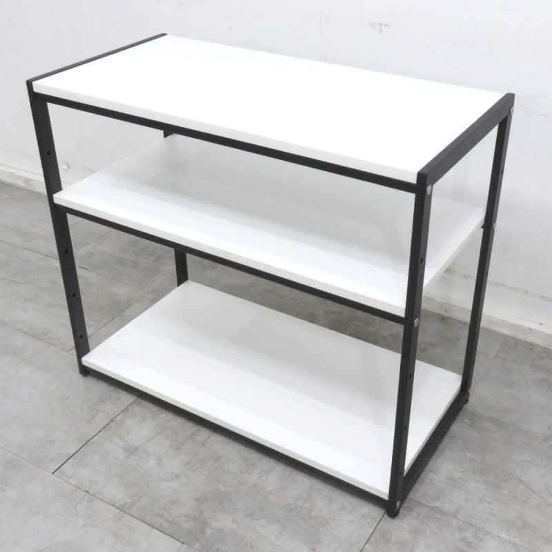 二段ラック ホワイト/ブラック AV台 TV台 テレビ台 リビング ダイニング シェルフ 会議室 シンプル ミーティング YH11263 中古オフィス家具 配送サイズ200