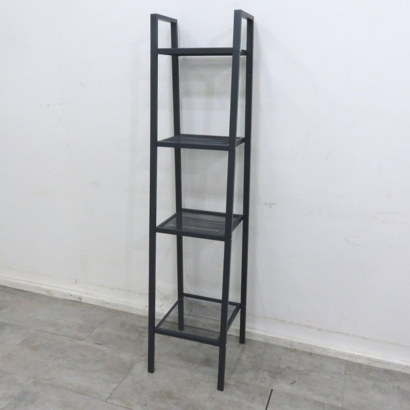 IKEA イケア LERBERG レールベリ 四段シェルフ ダークグレー シェルフユニット ラック 収納棚 陳列棚 スチール YH11455 中古オフィス家具 配送サイズ240