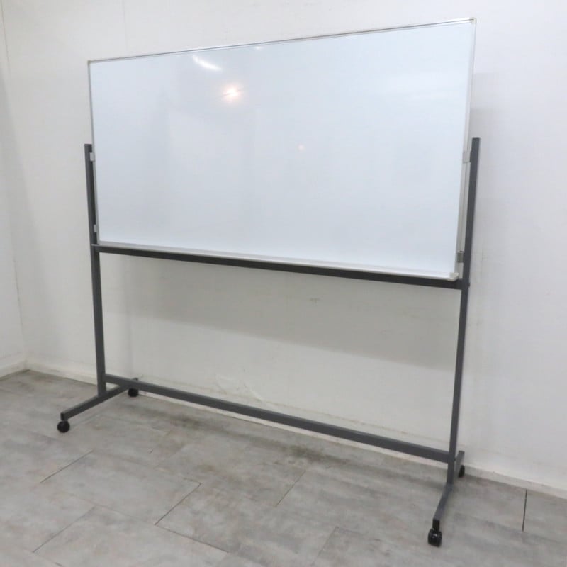 中古ホワイトボード 移動式 キャスター付き 両面 幅180cm 高さ90cm