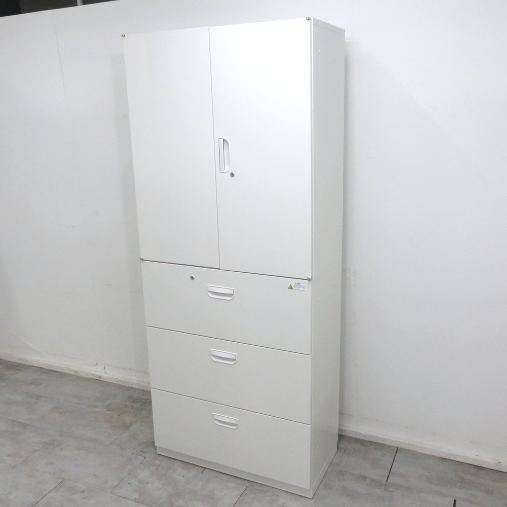 コクヨ　KOKUYO⭐️書庫(本棚) ハイキャビネット／両開き＋3段ラテラル① ハイキャビネット／両開き＋3段ラテラルの格安販売 - 中古オフィス家具