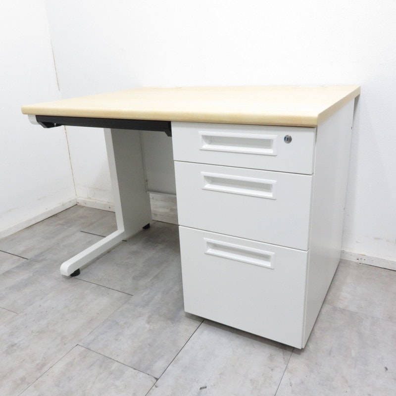 片袖デスク ナチュラル 幅1000 ペントレー 事務机 オフィスデスク  YH12401 中古 配送サイズ250