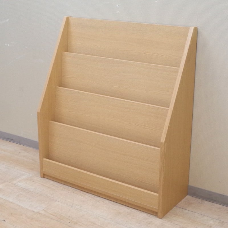 木製本棚 ナチュラル 絵本ラック 絵本棚 マガジンラック 絵本収納 絵本立て マガジンスタンド 薄型ラック EG12052 中古オフィス家具 配送サイズ220