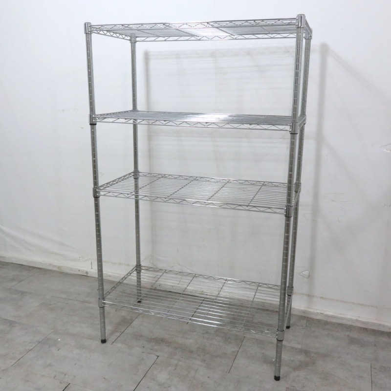 メタルラック シルバー W900 D450 H1520 ディスプレイ 飾り棚 収納棚 陳列棚 オープンシェルフ メタルシェルフ YH12404 中古オフィス家具 配送サイズ300