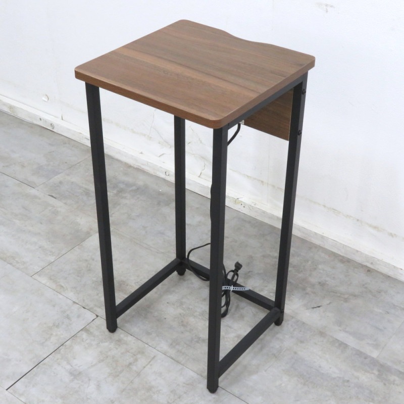 YAMAZEN 山善 MRTE-35  電話台 ブラウン/ブラック コンセント付き テレフォンスタンド 受付台 テレホン TEL  EG11262 中古オフィス家具 配送サイズ160