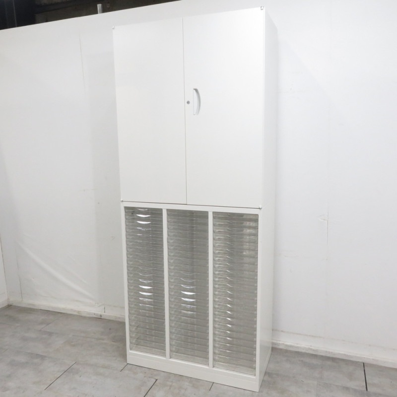 生興 RW45-10H/RW45-N10C 上下書庫 ホワイト その他ラック 収納棚 陳列棚 鉄製 YH12716 中古オフィス家具 配送サイズ300