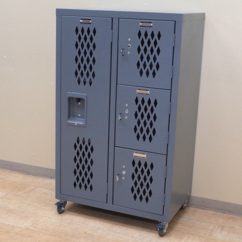 AZUMAYA チェスト スチールロッカー 2列 TPN-41GY キャスター付 収納 キャビネット ビンテージ風 サロン カフェ EG12910-3 中古オフィス家具 配送サイズ200