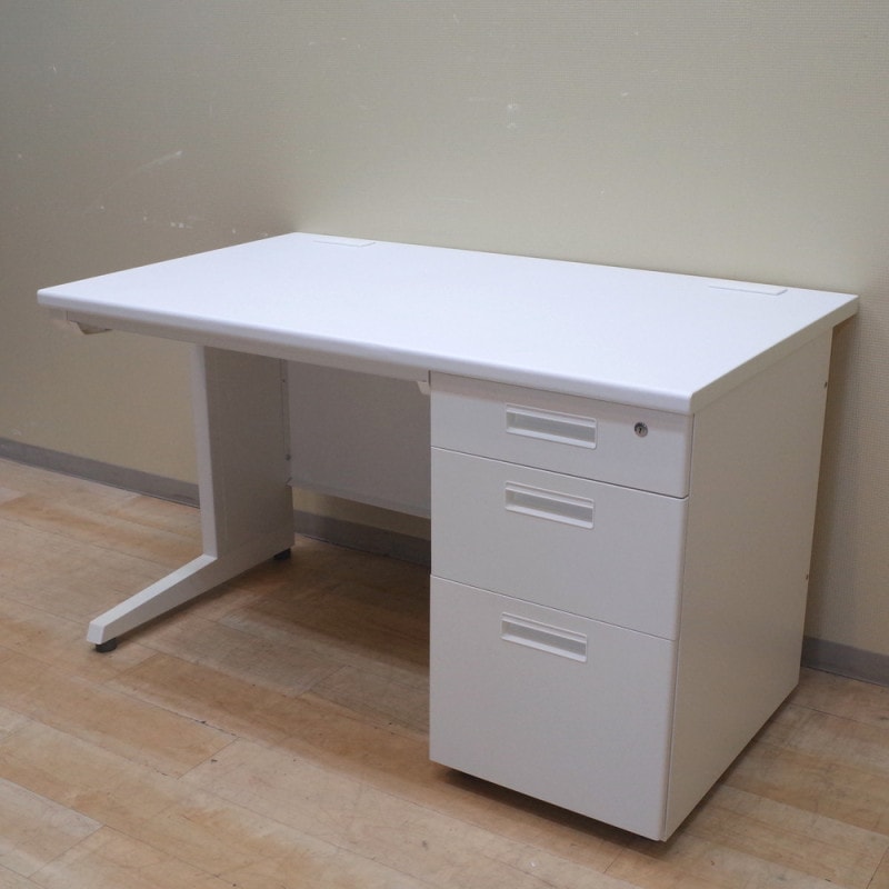 美品 ニトリ MDB127 片袖デスク 幅1200 ホワイト 事務机 オフィスデスク パソコンデスク 片袖机 袖机 収納 配線 KK12997 中古オフィス家具 配送サイズ300