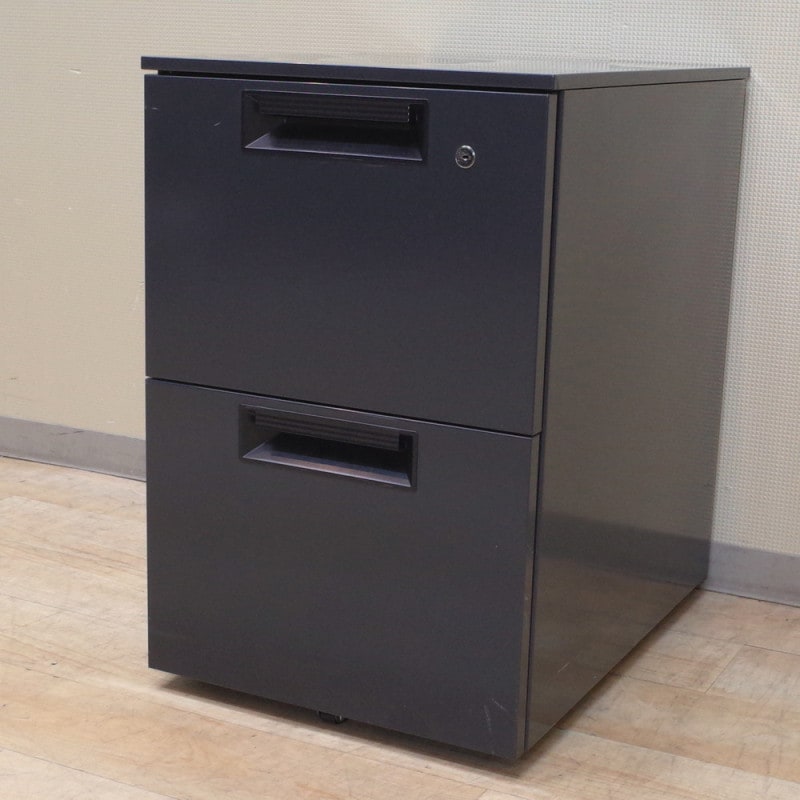 プラス PLUS フラットライン SP-046SC-2 2段ワゴン ダークグレー サイドキャビネット デスクワゴン 脇机 袖机 KK13303 中古オフィス家具 配送サイズ170