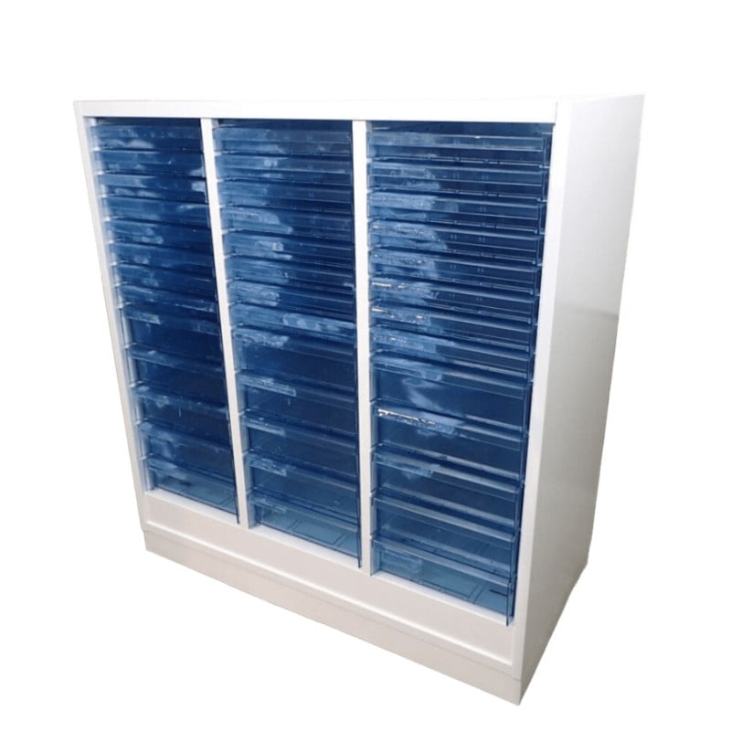 KOKUYO コクヨ BWU-PA349SAWN クリスタルトレー書庫 ホワイト/ブルー 2019年製 A4 浅型 深型 キャビネット 書類 EG13785 中古オフィス家具 配送サイズ250