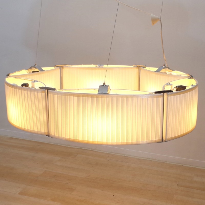 動作確認済 マックスレイ MAXRAY LEDペンダントライト 天井照明 電球色 MP404411-01-90 ホワイト 布 北欧モダン オフィス家電 KK9551 中古 配送サイズ160 ヤマト楽々家財便