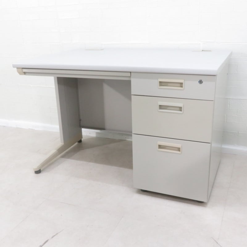 古い木製の片袖机小引き出し6杯ワークデスク作業台引き出し古家具