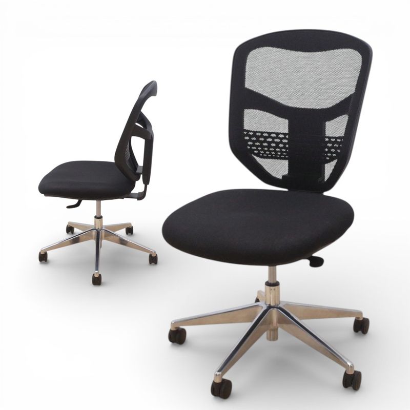 SONGMICS オフィスチェア ブラック 肘無し ポリッシュ脚 リクライニング 事務椅子 デスクチェア メッシュ KK14065 中古 