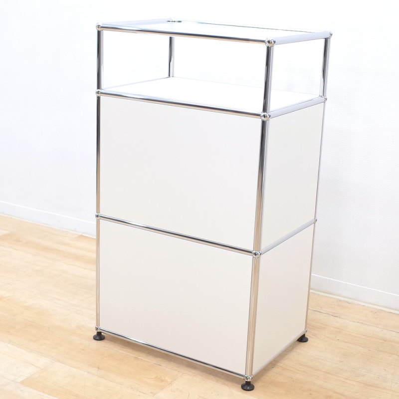 直接引き取り USMハラー ガラスショーケース ホワイト 受付台 ディスプレイ棚 飾り棚 インテリア雑貨 モダン デザイナーズ家具 KK14376 中古オフィス家具