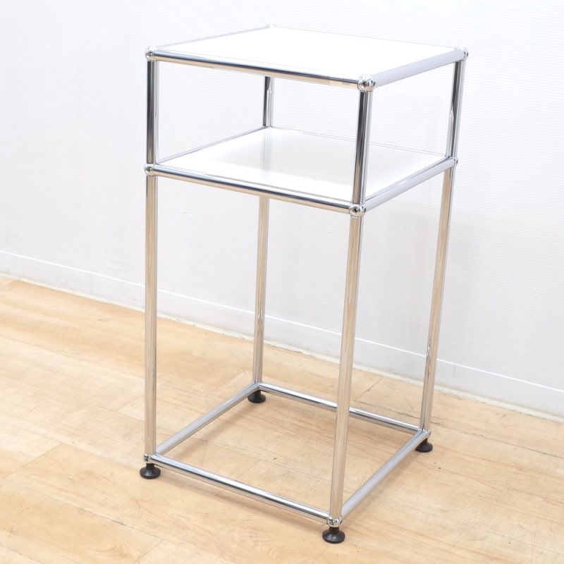 USM Haller ユーエスエムハラー 電話台 オープンシェルフ ホワイト 受付 インテリア モダン デザイナーズ家具 KK14377 中古オフィス家具 配送サイズ160 ヤマト楽々家財便