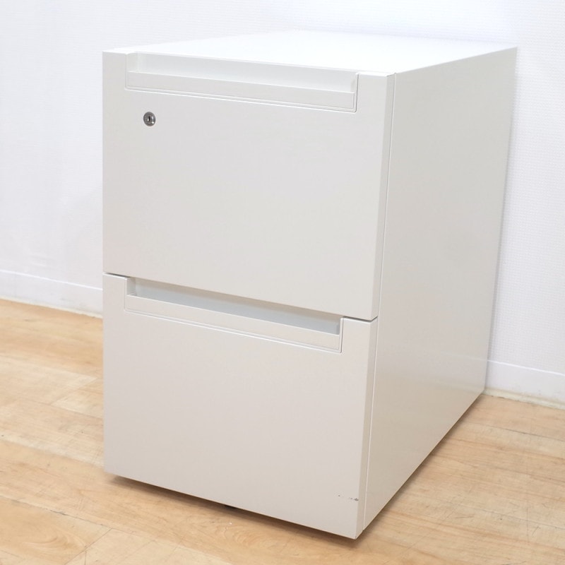 PLUS プラス STAGEO ステージオ 2段ワゴン A4 ST-046SC-2 ホワイト 収納ワゴン サイドキャビネット 引き出し EG14364-1 中古オフィス家具 配送サイズ180