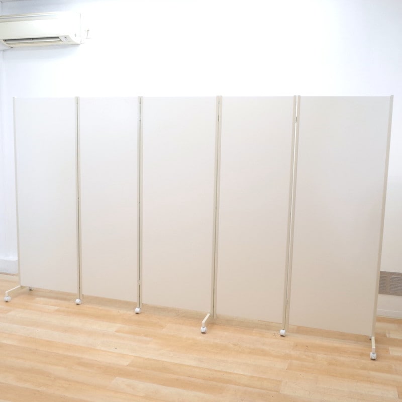 折り畳み式パーテーション ホワイト ローパーテーション 間仕切り 連結パネル 5連 180cm パーティション キャスター KK14752 中古オフィス家具 配送サイズ350