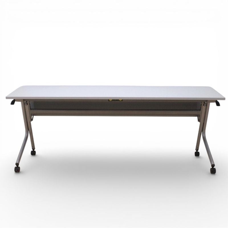 【中古】オカムラ ネスティア スタックテーブル  W1800 グレー サイドフォールドテーブル 会議机 KK15481 中古オフィス家具