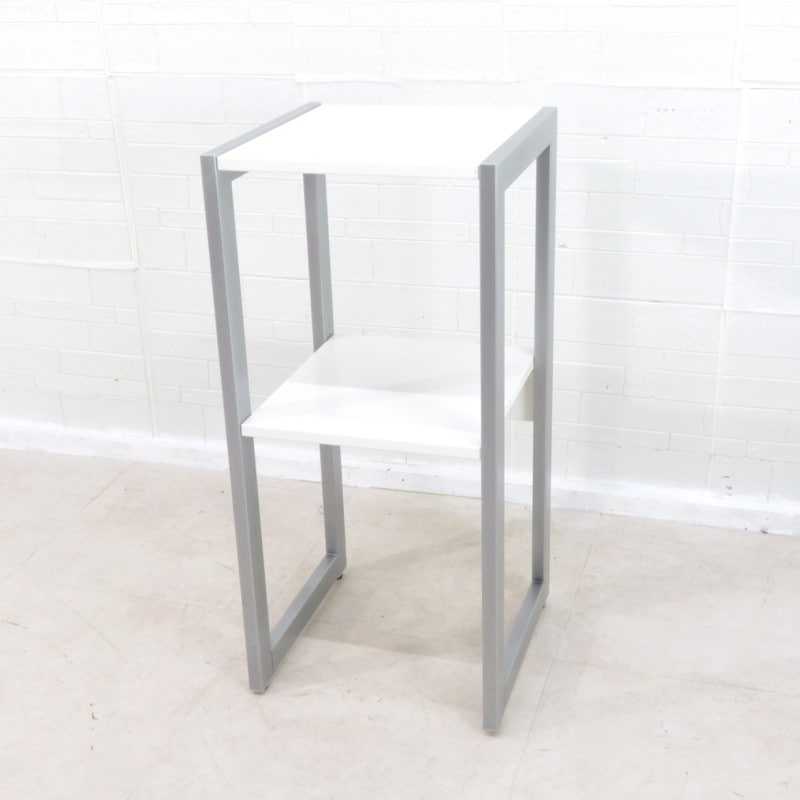 PLUS プラス TA-750TS 電話台 ホワイト/シルバー テレフォンスタンド 受付台 エントランス 荷台 カウンター ワーク シンプル YH15494 中古オフィス家具 配送サイズ160