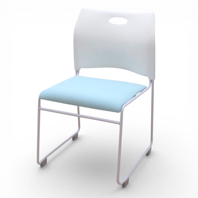 【SALE】ネットフォース RAP ミーティングチェア ホワイト/ミント スタッキング 肘無し 中古 EG15626 配送サイズ200