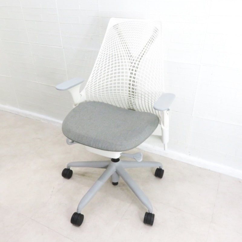 Herman Miller ハーマンミラー セイルチェア AS1YA23HA-1110 肘付オフィスチェア ホワイト/グレー メッシュ YH15734 中古オフィス家具 配送サイズ240