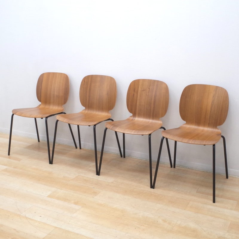 4脚セット IKEA イケア SVENBERTIL スヴェンベルティル ダイニングチェア ナチュラル 木目調 スタッキング 肘無し ミーティングチェア 会議 KK15925 中古オフィス家具 配送サイズ220