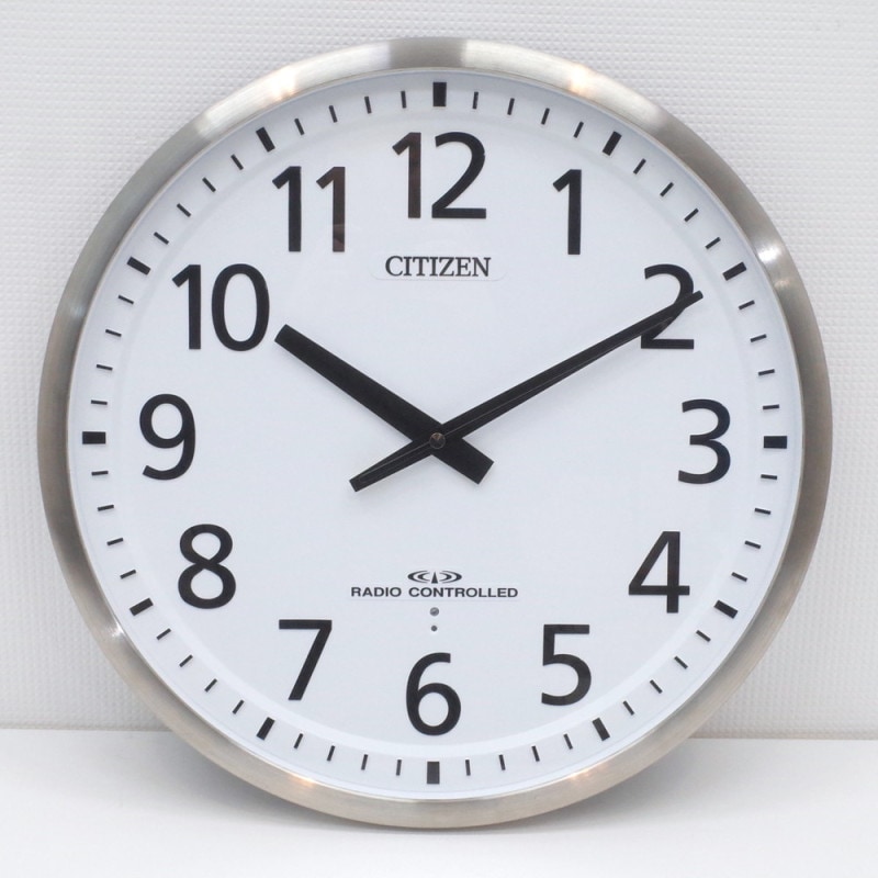 CITIZEN シチズン 掛け時計 アナログ 大型 直径45cm 8MY463-0 シルバー 壁掛け クロック 学校 体育館 ホーム施設 EG15936 中古オフィス家電 配送サイズ120
