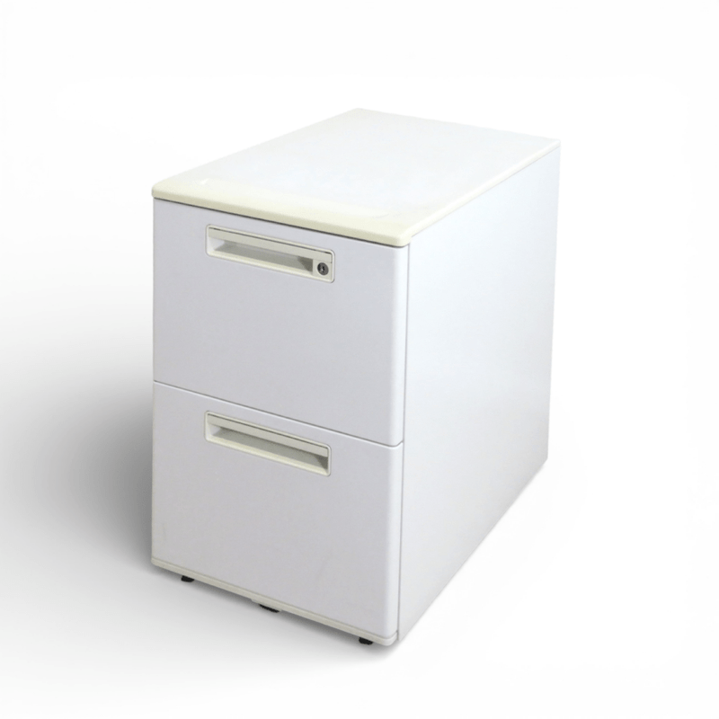 【SALE】2段デスクワゴン ホワイト 2段サイドキャビネット YH16024 中古 配送サイズ180