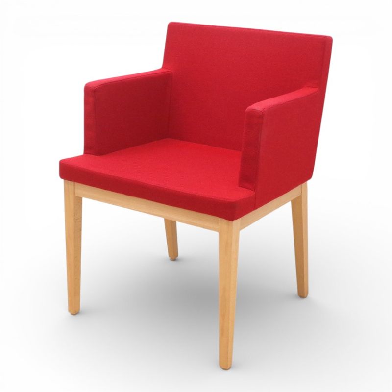 SOGO アームチェア ラウンジチェアレッド 肘付き ファブリック リビングチェア 中古 EG16150 配送サイズ200