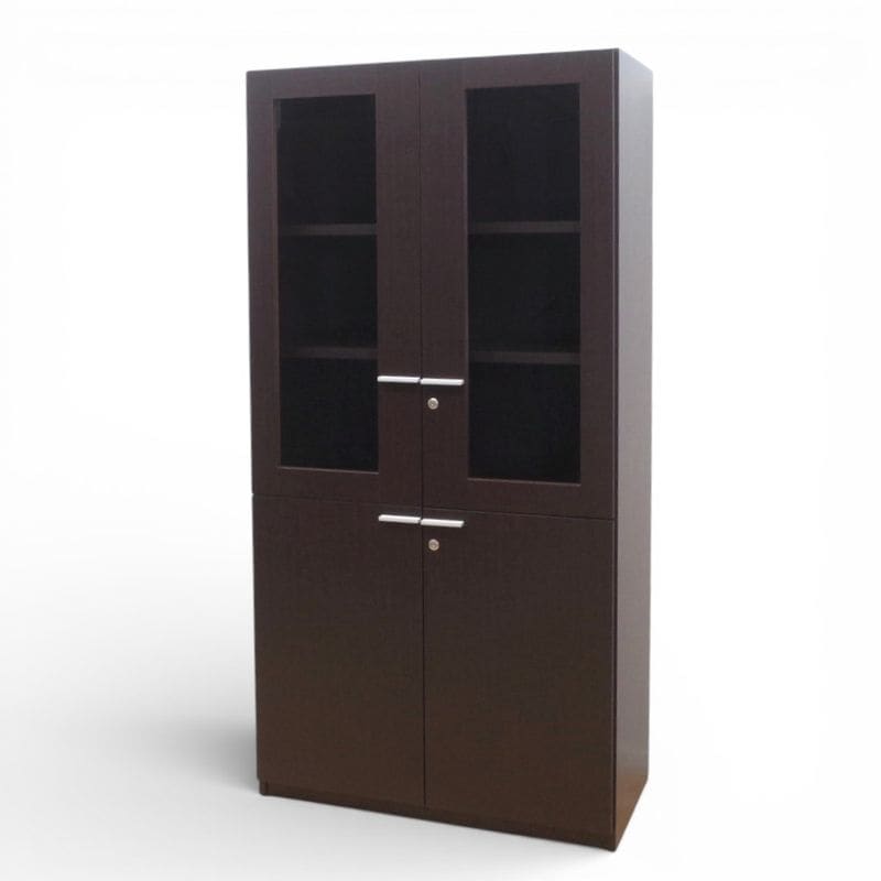 イトーキ XG 役員用書庫 役員キャビネット  両開き ブラウン  応接オフィス家具 鍵有り KK16245 中古 配送サイズ350 家財おまかせ便