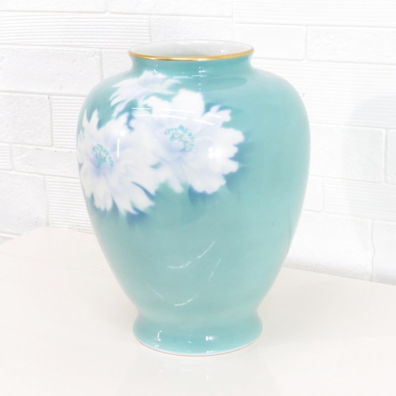 有田焼 花瓶 ライトブルー YH16186 中古 配送サイズ80