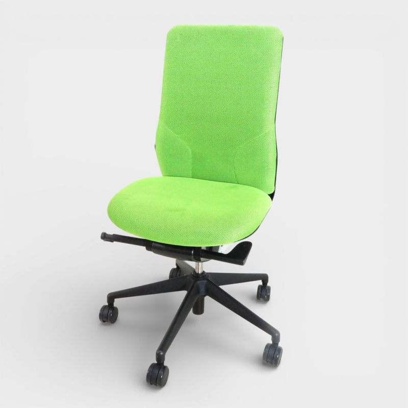 プラス オフィスチェアビーイー KC-MA60SL-YG  グリーン 肘無し ハイバック メッシュ 中古 EG16734 配送サイズ240