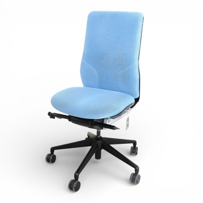 プラス オフィスチェア ビーイー KC-MA60SL-LB ライトブルー 肘無し メッシュ ハイバック 中古 EG16717 配送サイズ240