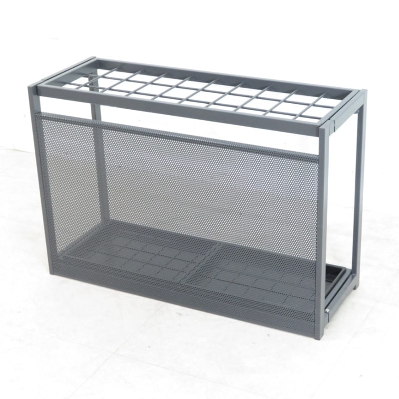 傘立て 30本用 ブラック アンブレラスタンド スリム パンチング 滴受け 玄関家具 収納 折り畳み シンプル ワーク エントランス 三十 YH16793 中古オフィス家具 配送サイズ160