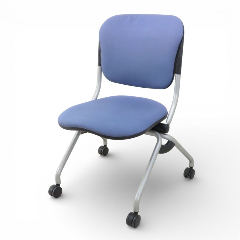 オカムラ ミーティングチェア TORSION トーションライン ネスティング ブルー 肘無し 中古 YH16797 配送サイズ200